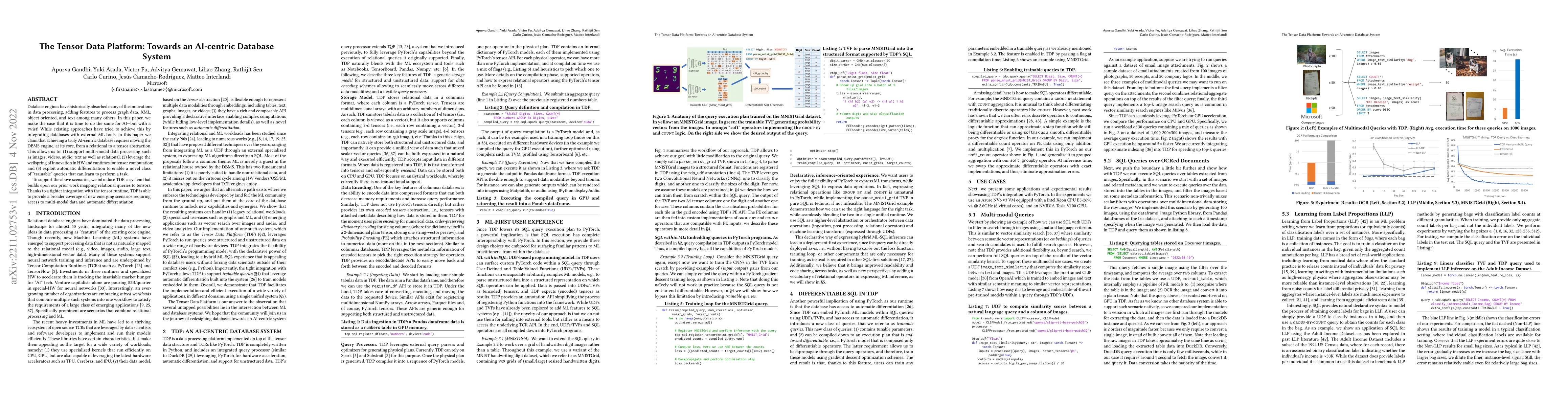 Thumbnail for The Tensor Data Platform: Towards an AI-centric Database System