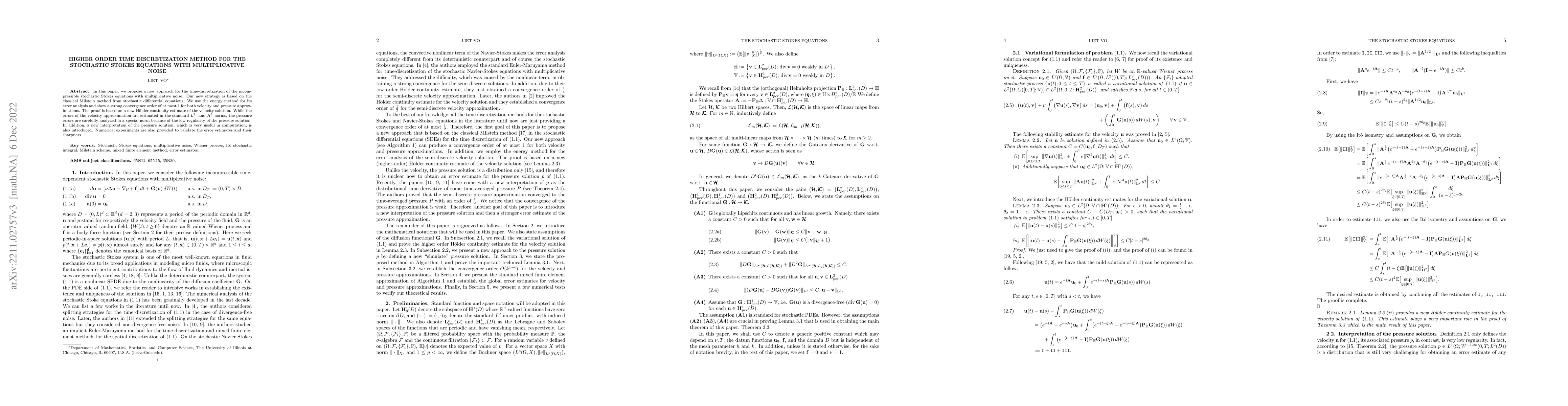 Thumbnail for Higher order time discretization method for the stochastic Stokes
  equations with multiplicative noise