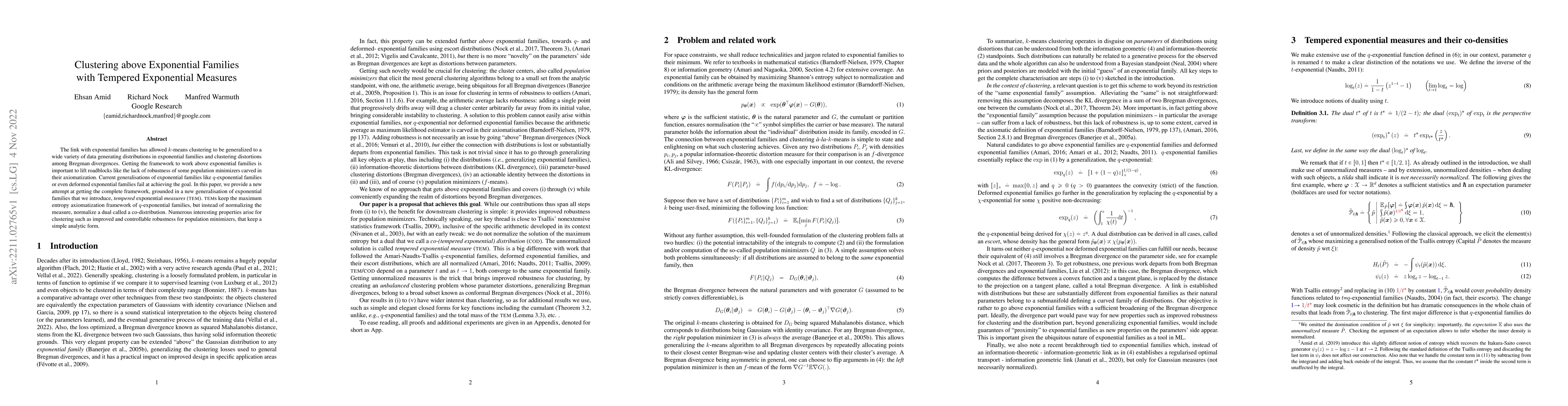 Thumbnail for Clustering above Exponential Families with Tempered Exponential Measures