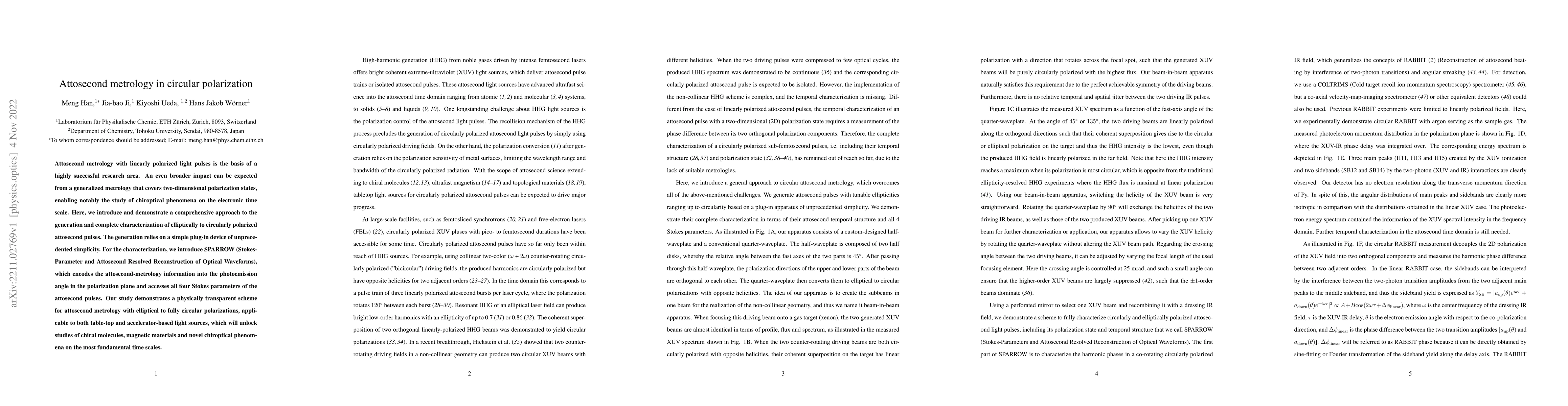 Thumbnail for Attosecond metrology in circular polarization