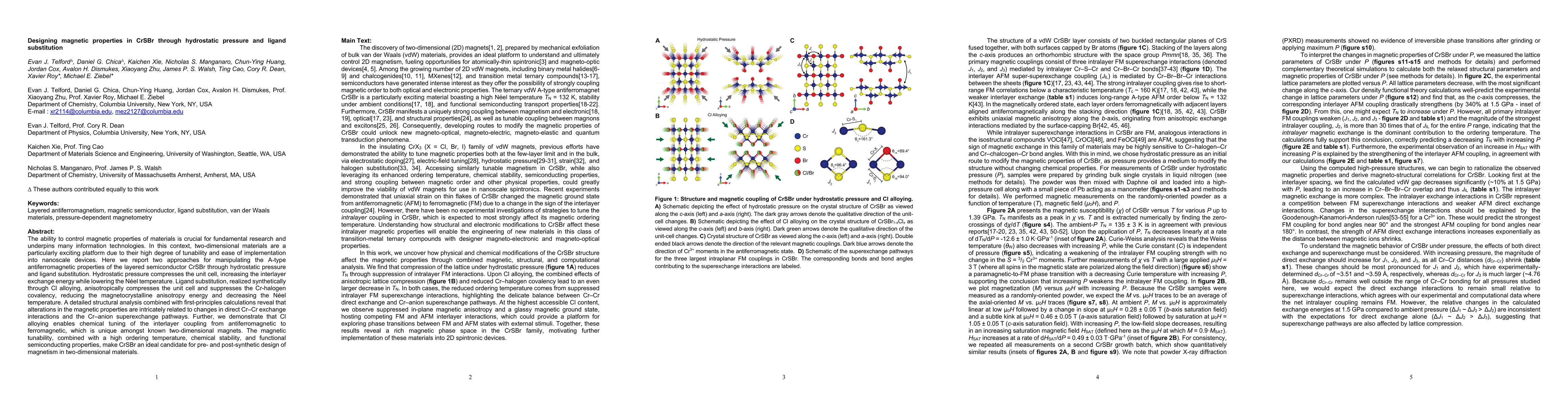 Thumbnail for Designing magnetic properties in CrSBr through hydrostatic pressure and
  ligand substitution