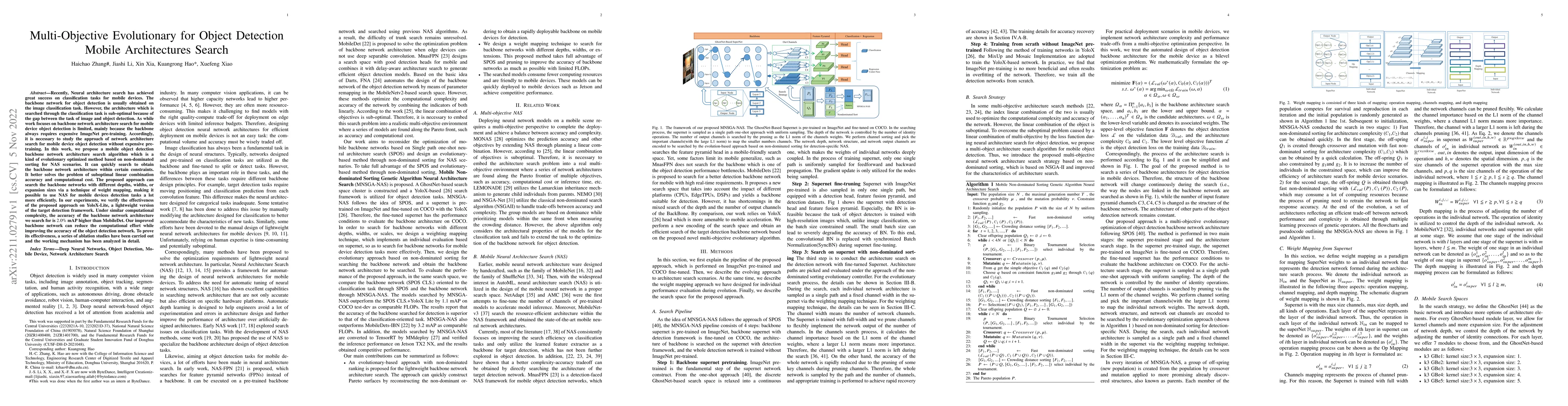 Thumbnail for Multi-Objective Evolutionary for Object Detection Mobile Architectures
  Search