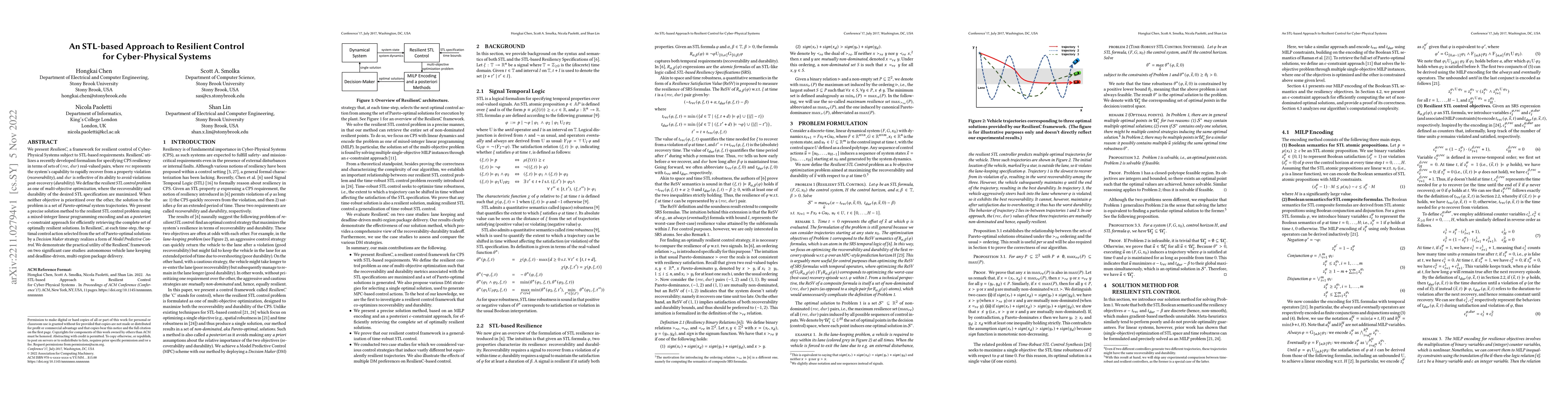 Thumbnail for An STL-based Approach to Resilient Control for Cyber-Physical Systems