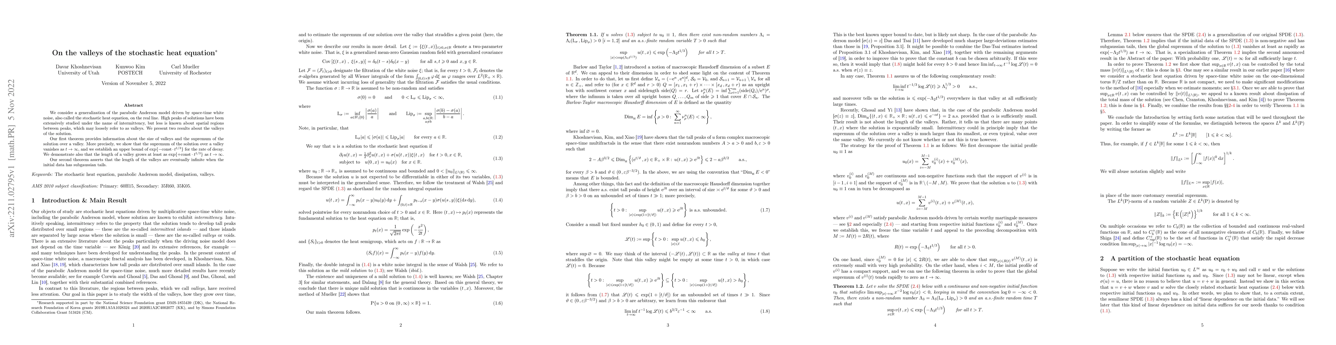 Thumbnail for On the valleys of the stochastic heat equation