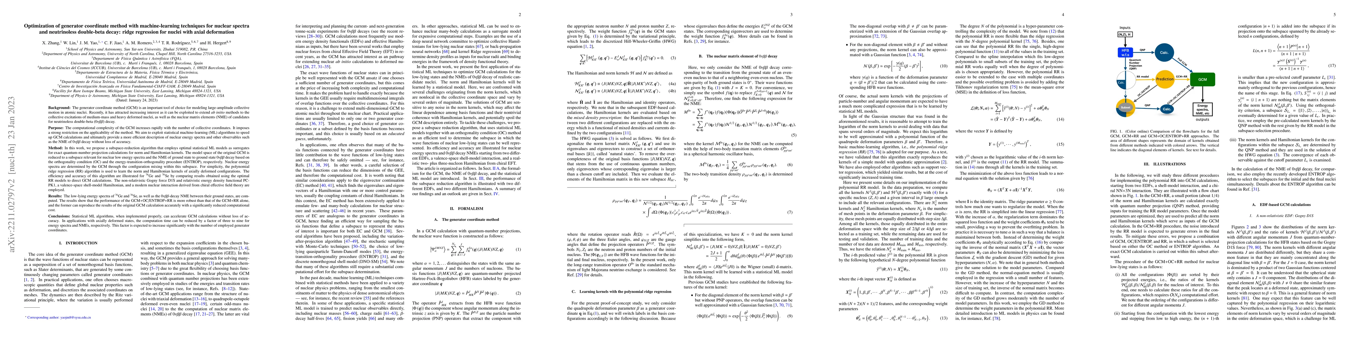 Thumbnail for Optimization of generator coordinate method with machine-learning
  techniques for nuclear spectra and neutrinoless double-beta decay: ridge
  regression for nuclei with axial deformation