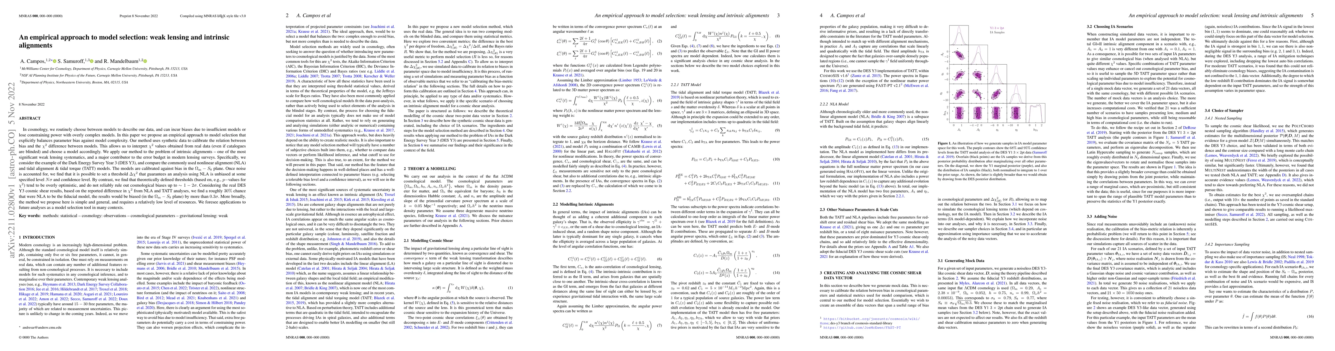 Thumbnail for An empirical approach to model selection: weak lensing and intrinsic
  alignments