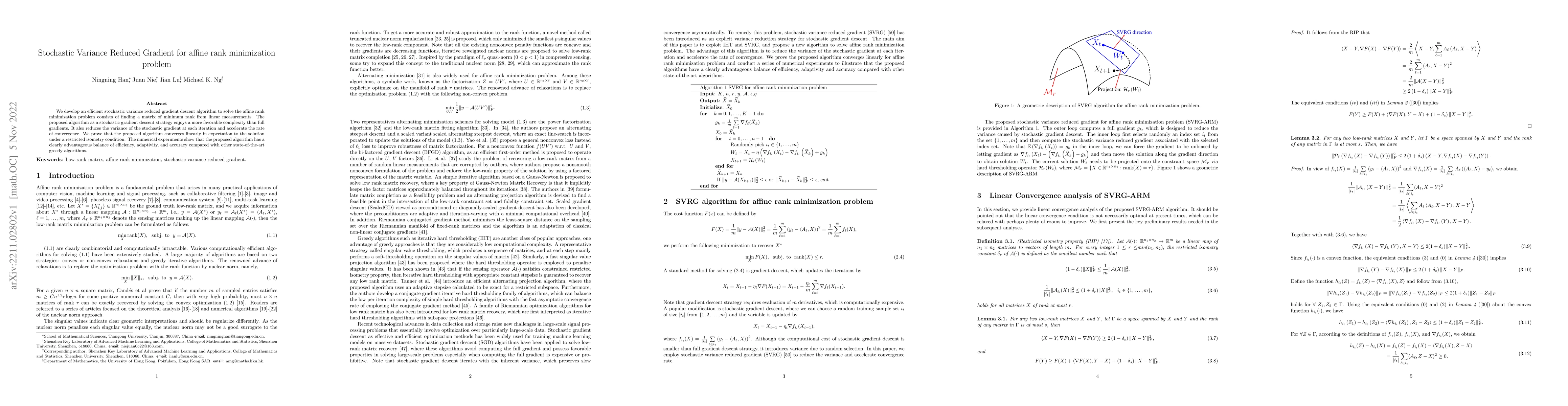 Thumbnail for Stochastic Variance Reduced Gradient for affine rank minimization
  problem