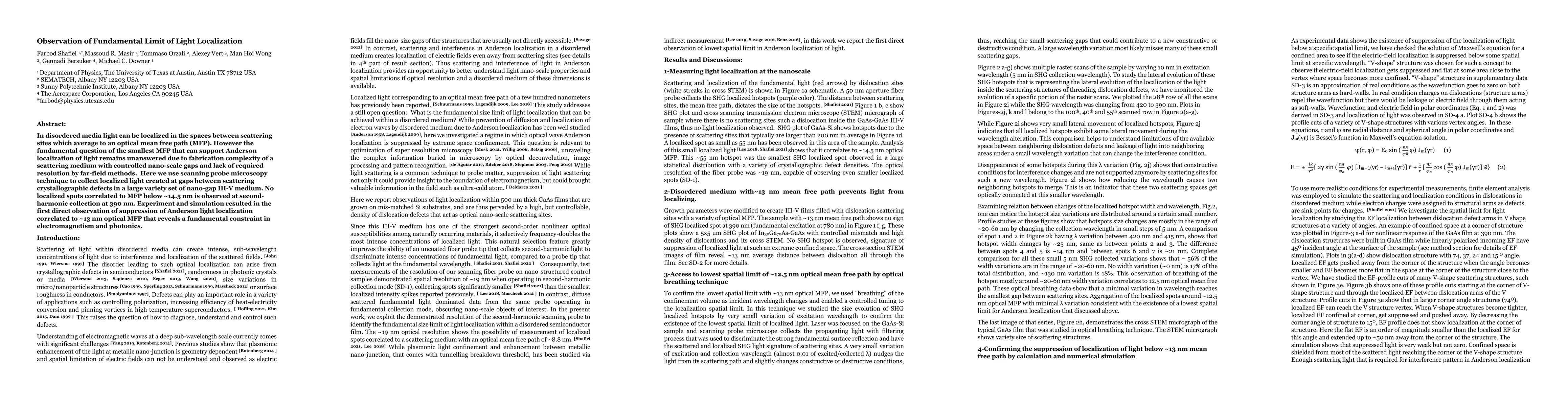 Thumbnail for Observation of Fundamental Limit of Light Localization