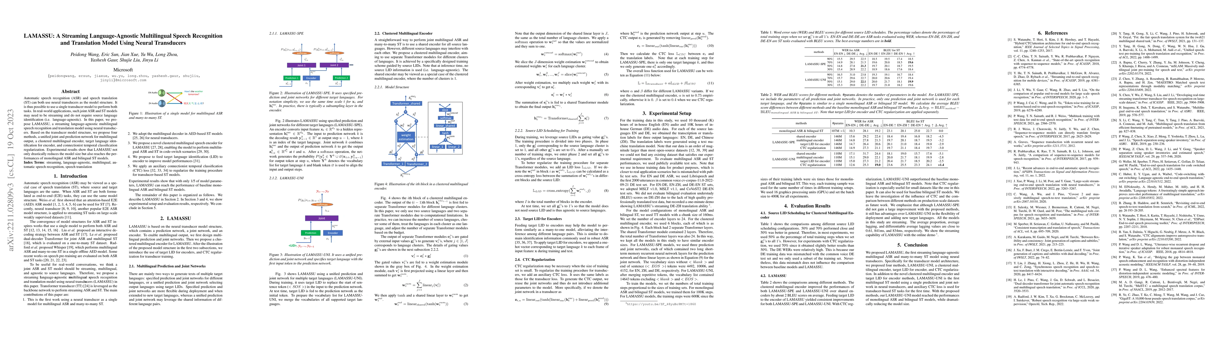 Thumbnail for LAMASSU: Streaming Language-Agnostic Multilingual Speech Recognition and
  Translation Using Neural Transducers