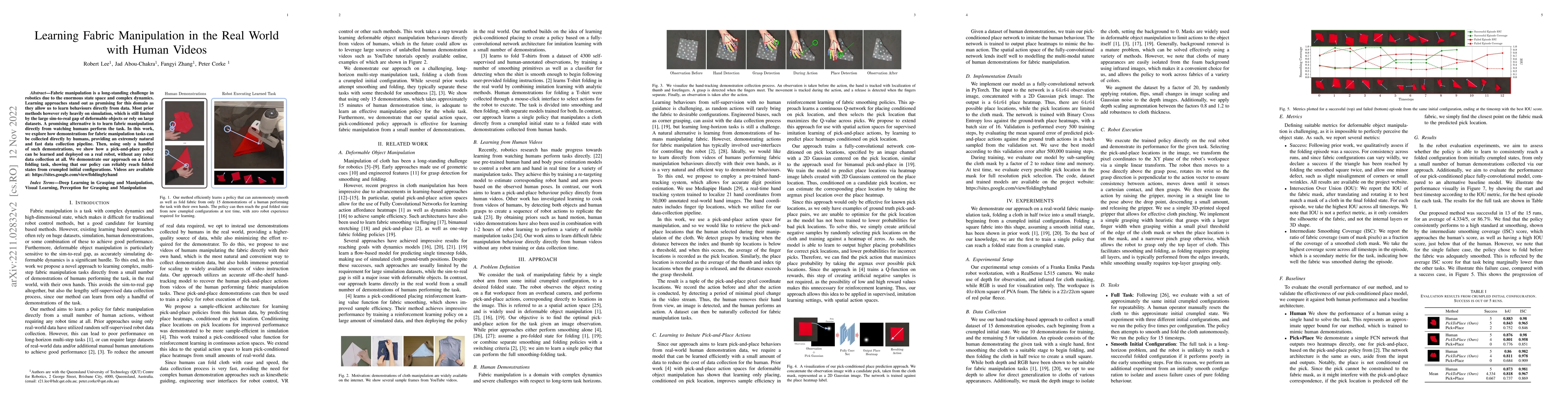 Thumbnail for Learning Fabric Manipulation in the Real World with Human Videos