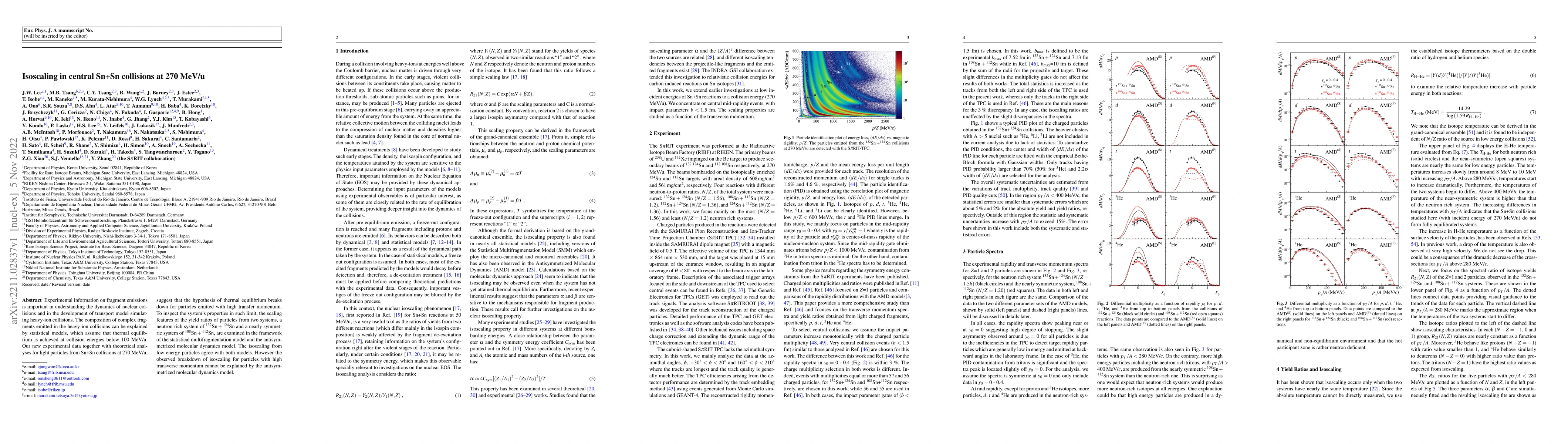 Thumbnail for Isoscaling in central Sn+Sn collisions at 270 MeV/u