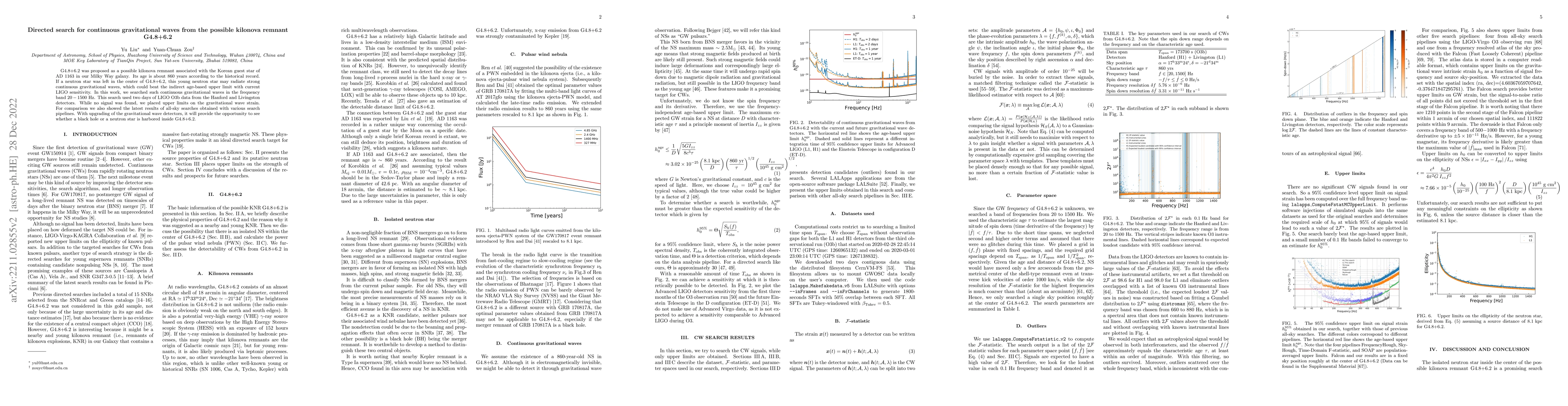 Thumbnail for Directed search for continuous gravitational waves from the possible
  kilonova remnant G4.8+6.2