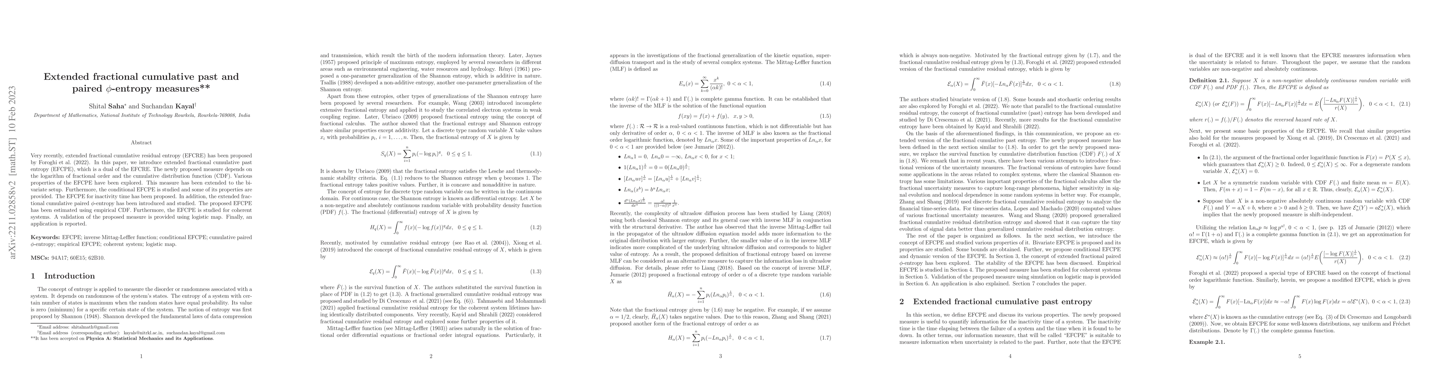 Thumbnail for Extended fractional cumulative past and paired phi-entropy measures