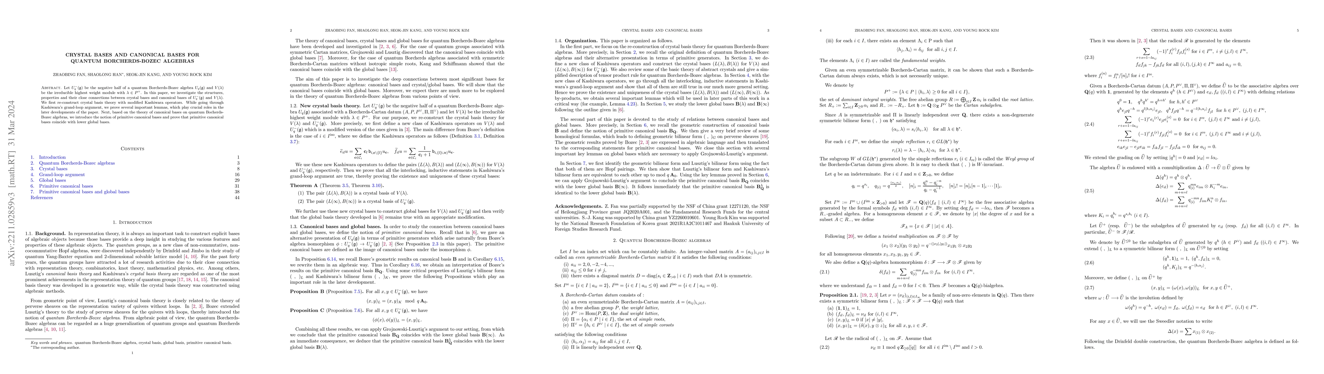 Thumbnail for Crystal bases and canonical bases for quantum Borcherds-Bozec algebras