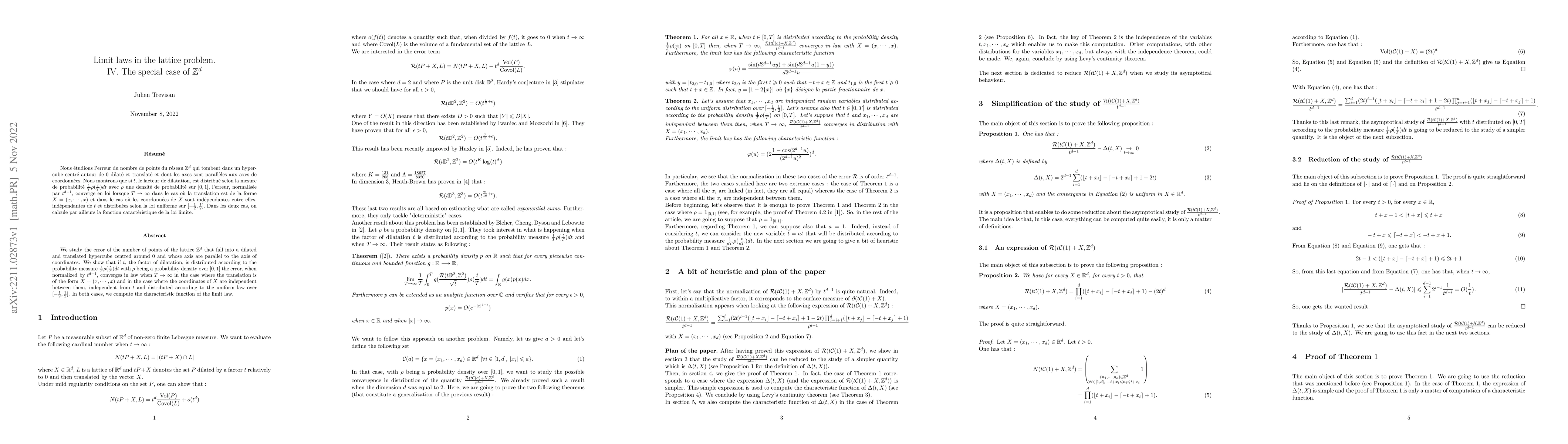 Thumbnail for Limit laws in the lattice problem. IV. The special case of
  $\mathbb{Z}^{d}$