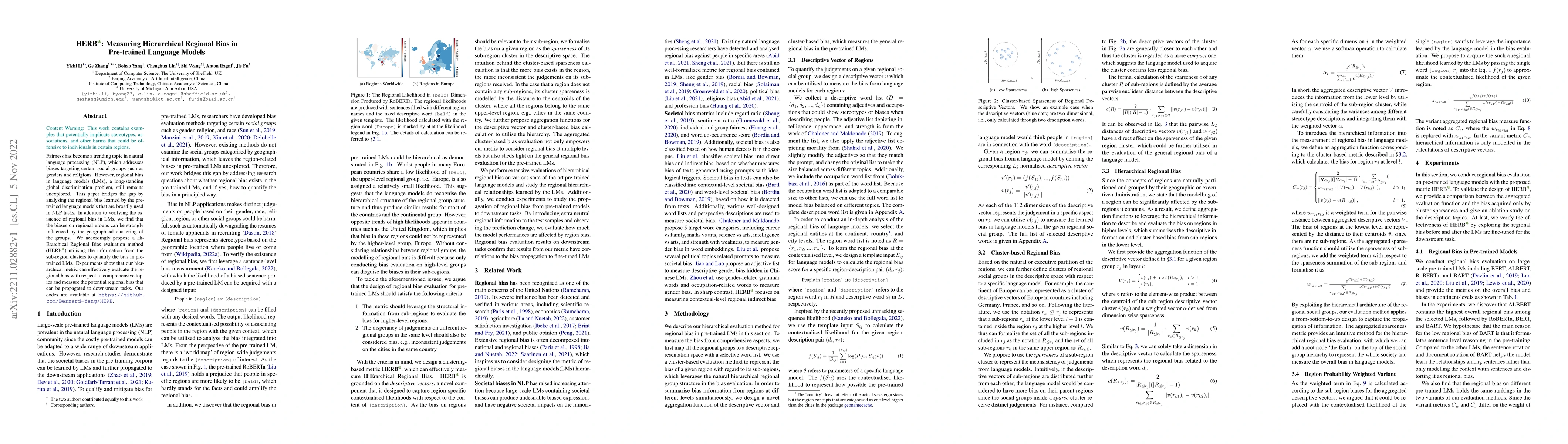 Thumbnail for HERB: Measuring Hierarchical Regional Bias in Pre-trained Language
  Models