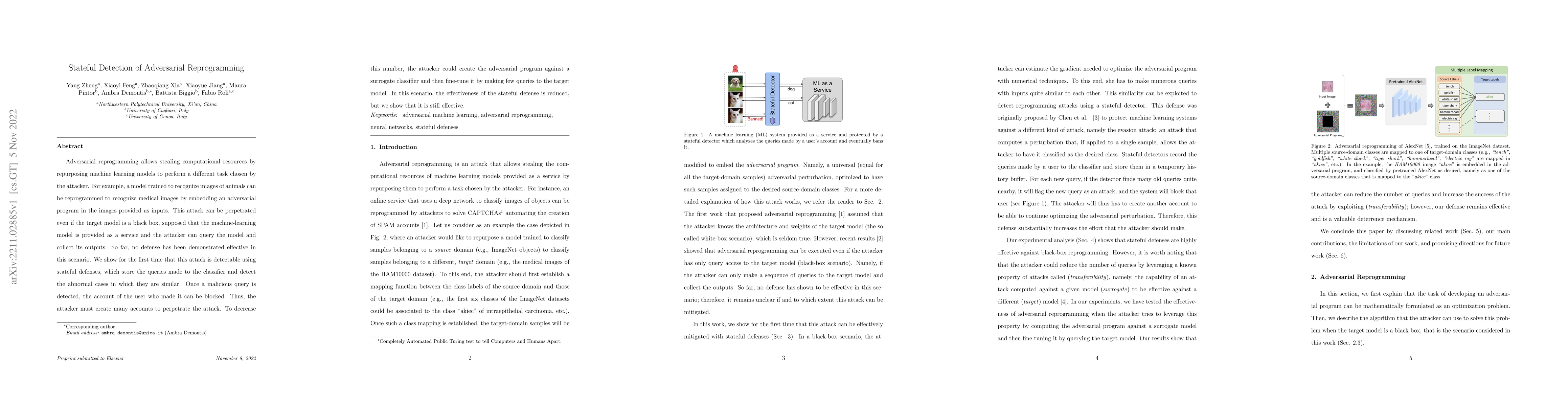 Thumbnail for Stateful Detection of Adversarial Reprogramming