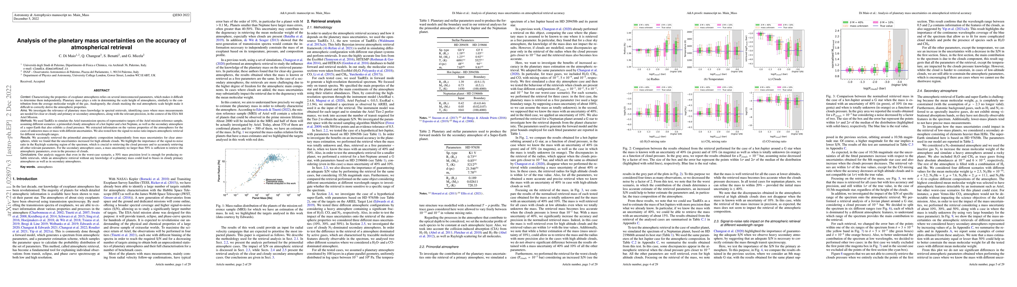 Thumbnail for Analysis of the planetary mass uncertainties on the accuracy of
  atmospherical retrieval