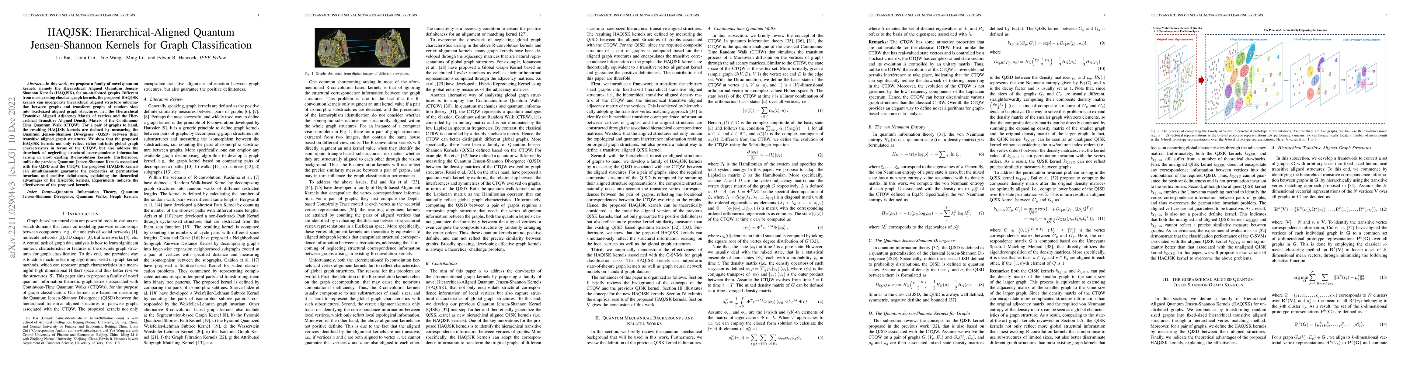 Thumbnail for HAQJSK: Hierarchical-Aligned Quantum Jensen-Shannon Kernels for Graph
  Classification