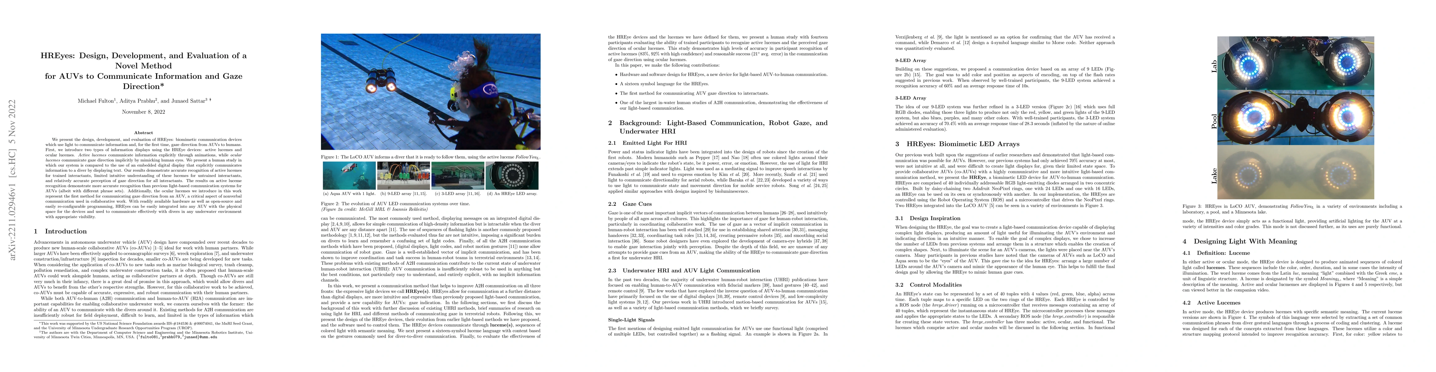 Thumbnail for HREyes: Design, Development, and Evaluation of a Novel Method for AUVs
  to Communicate Information and Gaze Direction