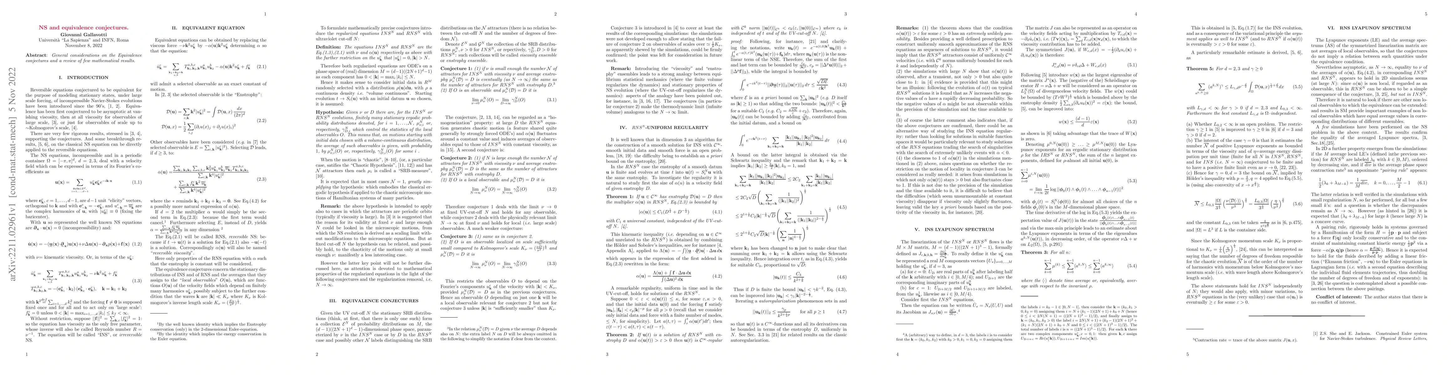 Thumbnail for Navier-Stokes and equivalence conjectures