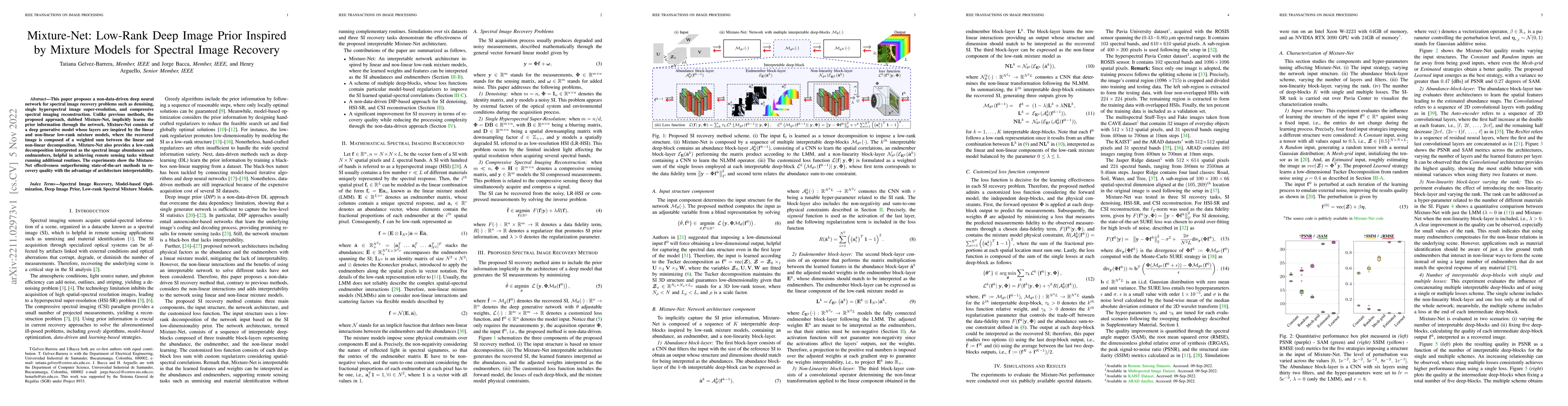 Thumbnail for Mixture-Net: Low-Rank Deep Image Prior Inspired by Mixture Models for
  Spectral Image Recovery