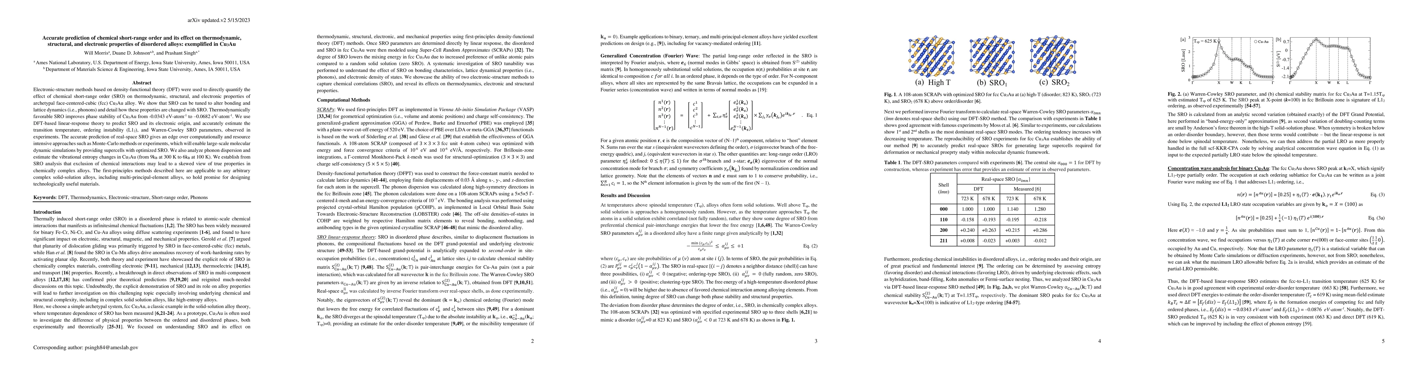 Thumbnail for Accurate prediction of chemical short-range order and its effect on
  thermodynamic, structural, and electronic properties of disordered alloys:
  exemplified in Cu$_{3}$Au