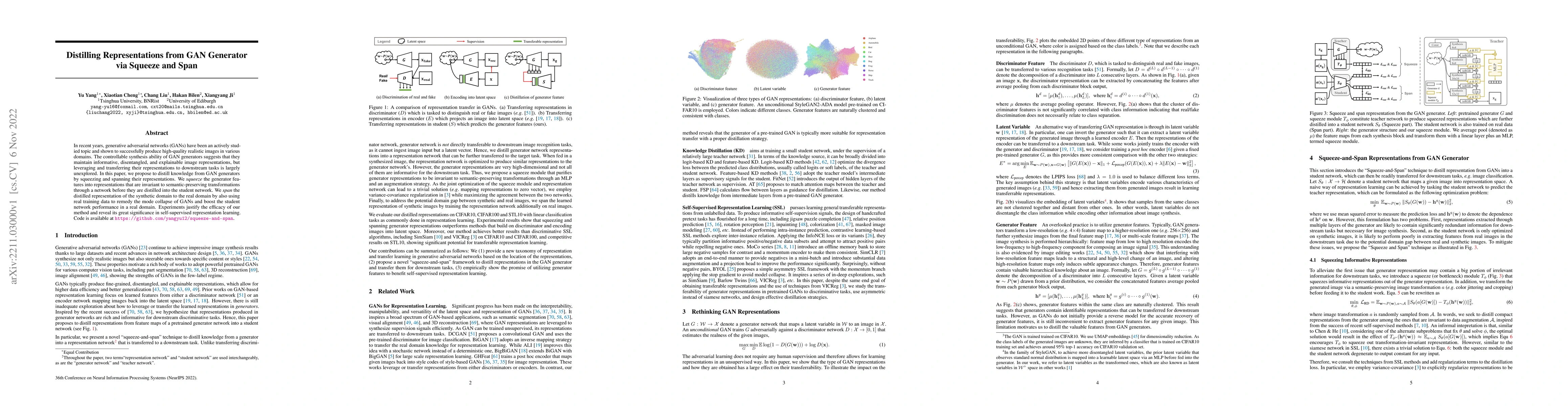 Thumbnail for Distilling Representations from GAN Generator via Squeeze and Span