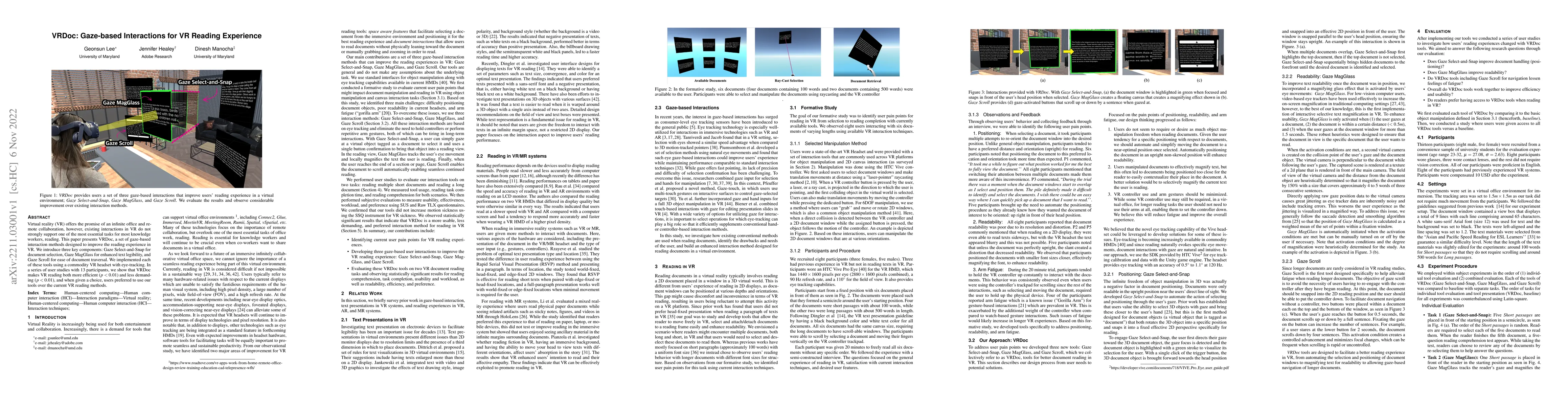 Thumbnail for VRDoc: Gaze-based Interactions for VR Reading Experience