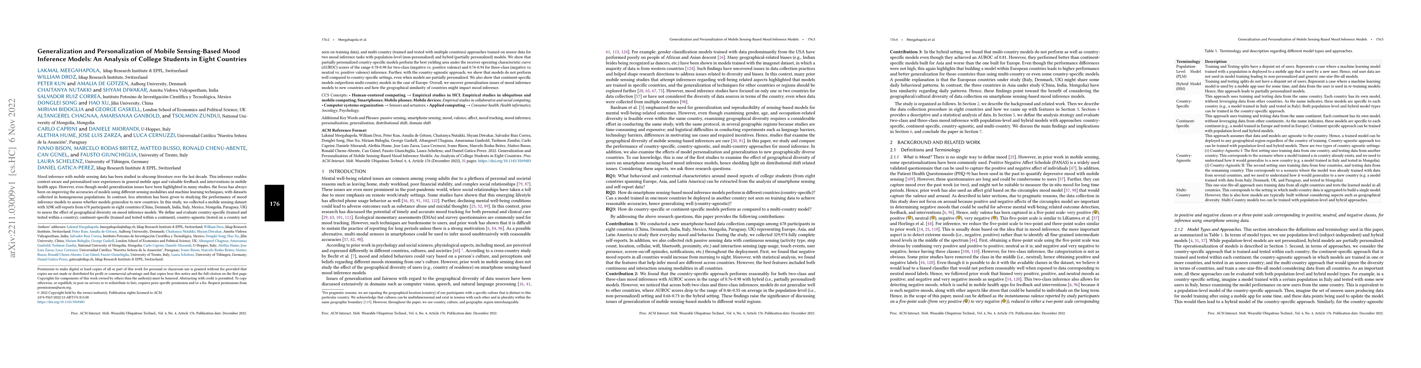 Thumbnail for Generalization and Personalization of Mobile Sensing-Based Mood
  Inference Models: An Analysis of College Students in Eight Countries