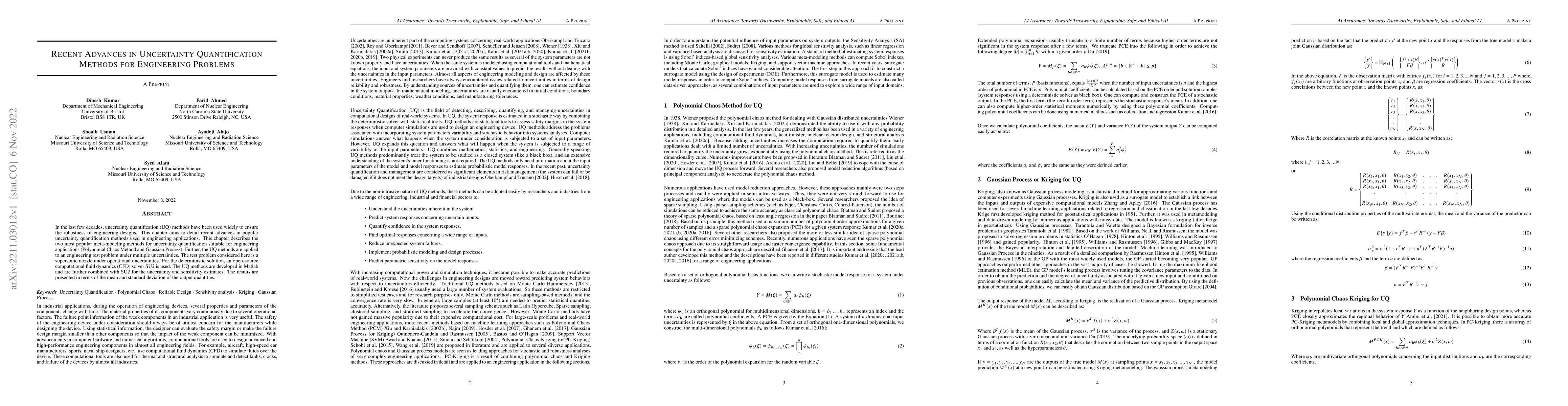 Thumbnail for Recent Advances in Uncertainty Quantification Methods for Engineering
  Problems