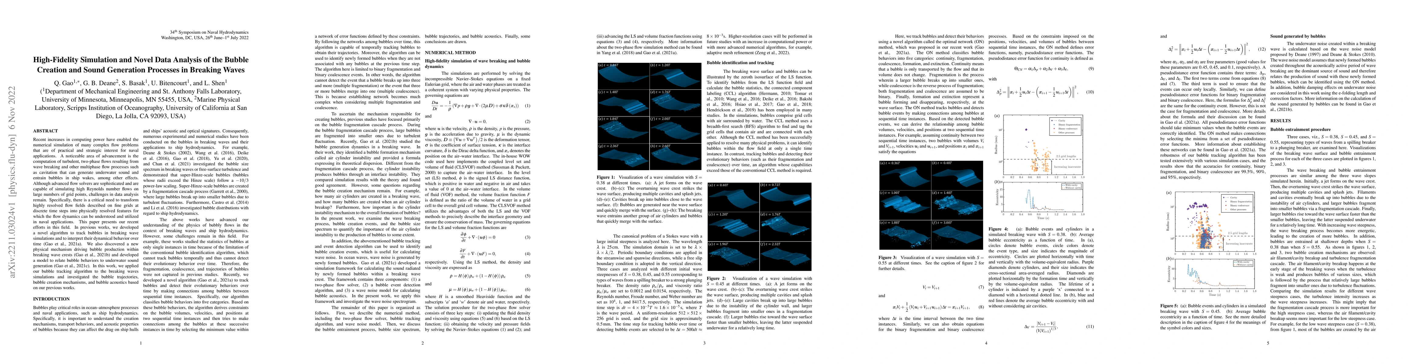 Thumbnail for High-Fidelity Simulation and Novel Data Analysis of the Bubble Creation
  and Sound Generation Processes in Breaking Waves