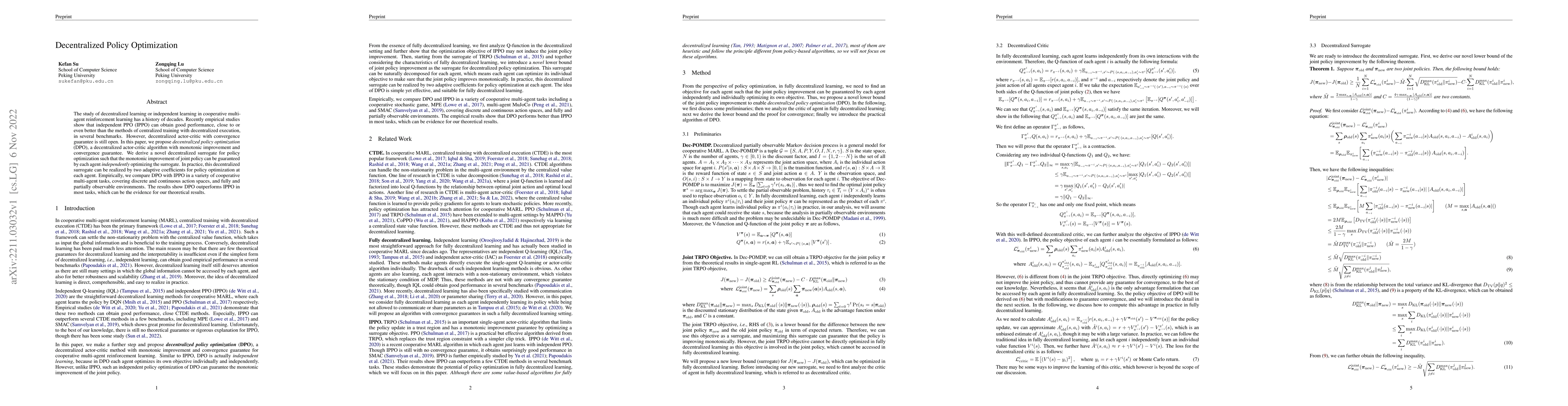 Thumbnail for Decentralized Policy Optimization