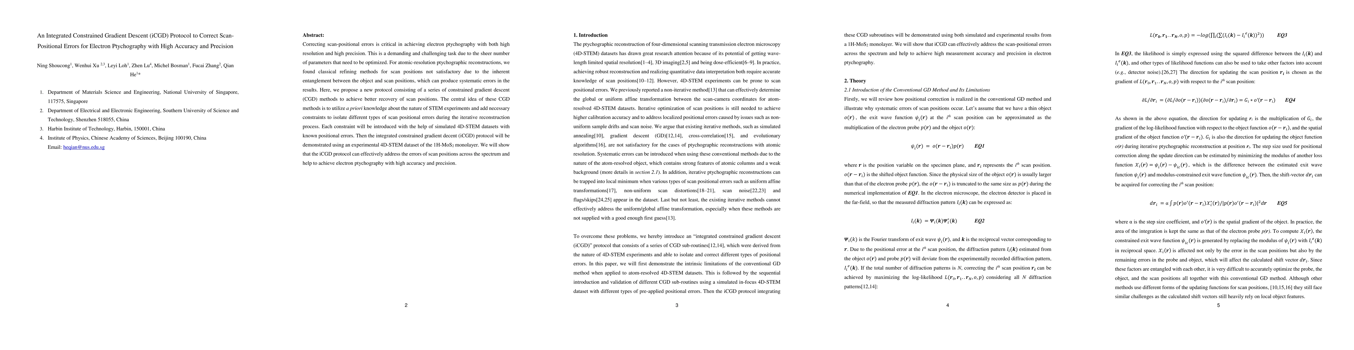 Thumbnail for An Integrated Constrained Gradient Descent (iCGD) Protocol to Correct
  Scan-Positional Errors for Electron Ptychography with High Accuracy and
  Precision