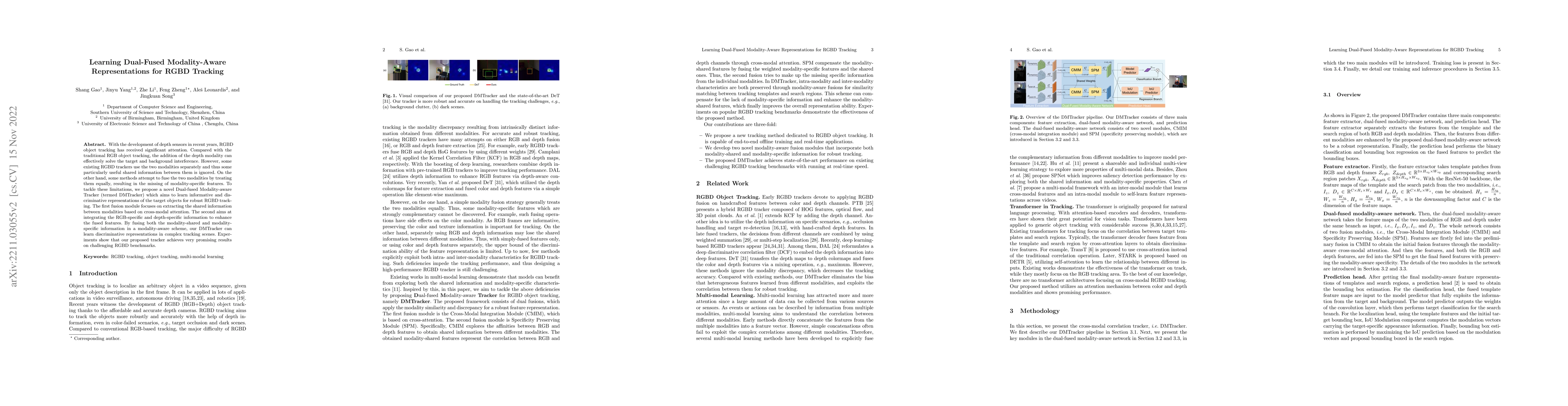 Thumbnail for Learning Dual-Fused Modality-Aware Representations for RGBD Tracking