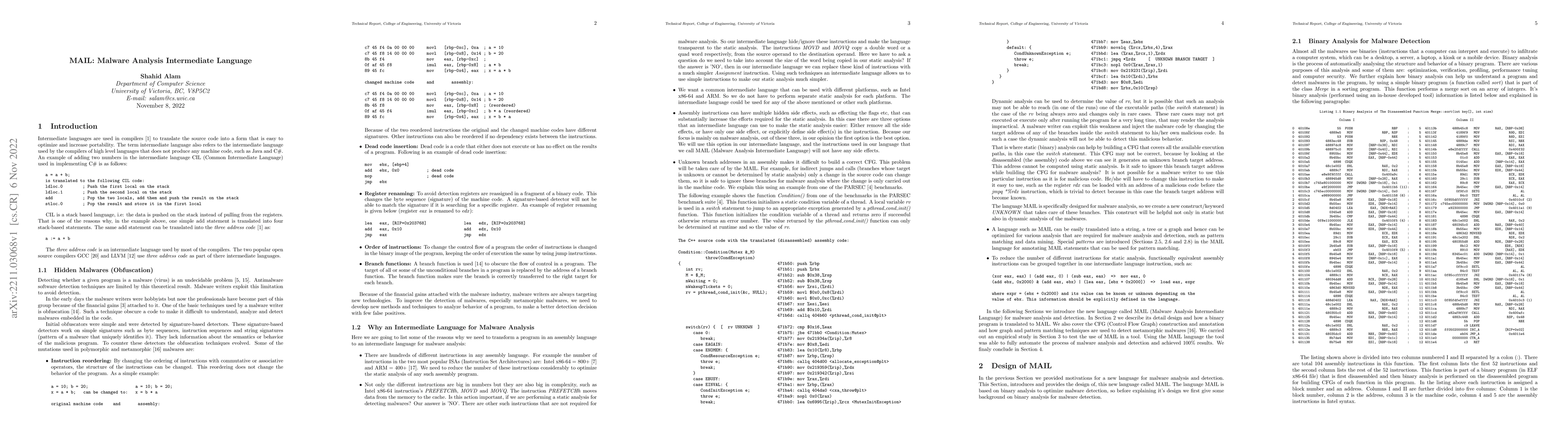 Thumbnail for MAIL: Malware Analysis Intermediate Language