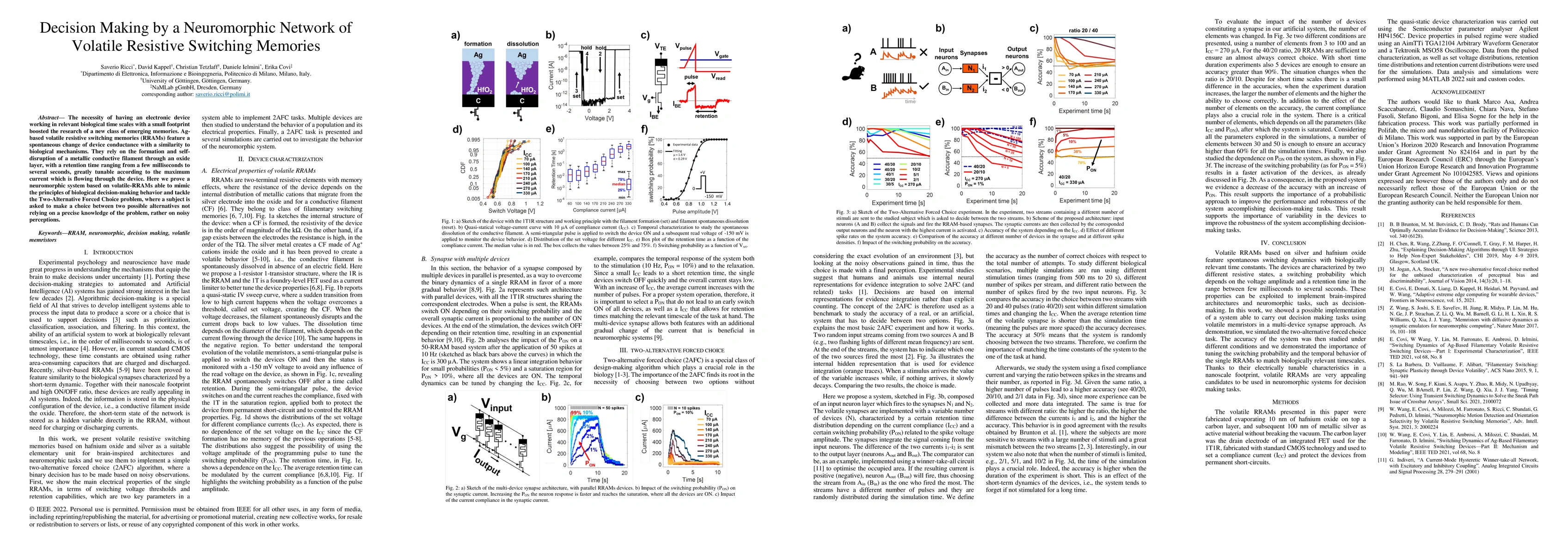 Thumbnail for Decision Making by a Neuromorphic Network of Volatile Resistive
  Switching Memories