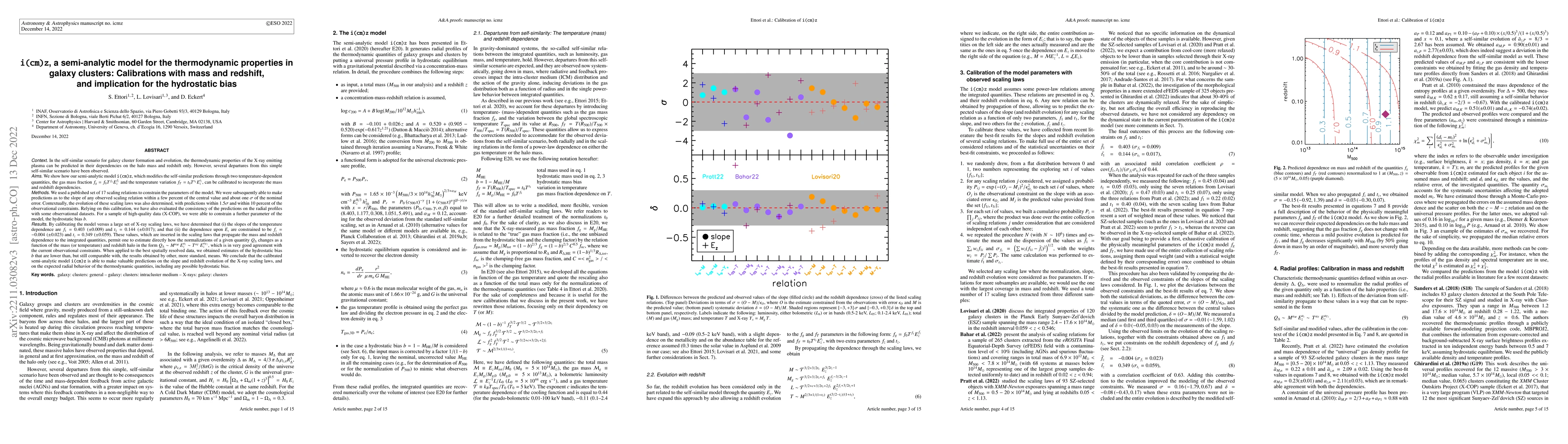 Thumbnail for $i(cm)z$, a semi-analytic model for the thermodynamic properties in
  galaxy clusters: calibrations with mass and redshift, and implication for the
  hydrostatic bias