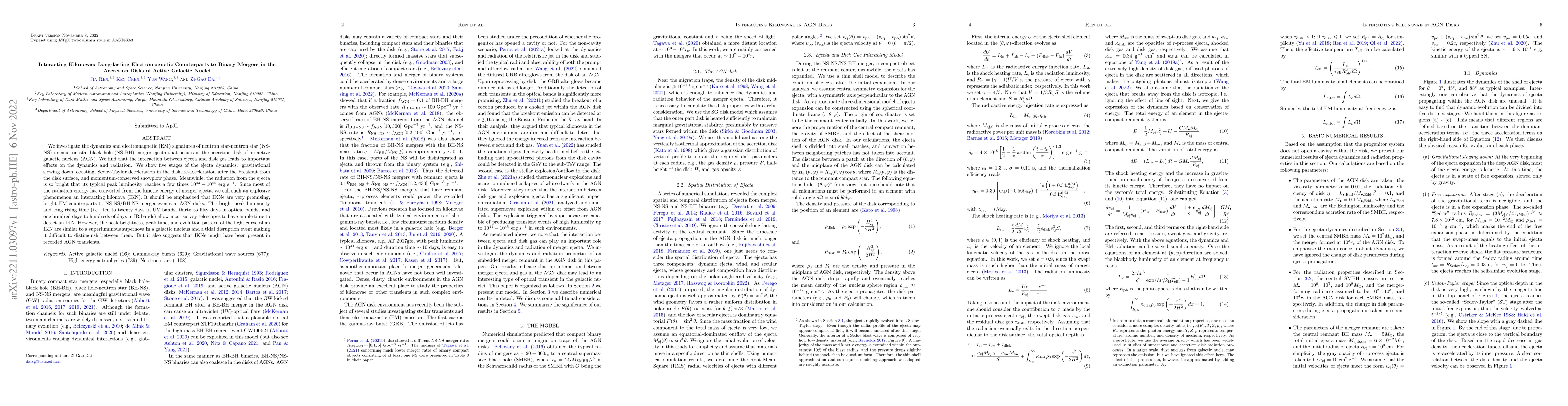Thumbnail for Interacting Kilonovae: Long-lasting Electromagnetic Counterparts to
  Binary Mergers in the Accretion Disks of Active Galactic Nuclei