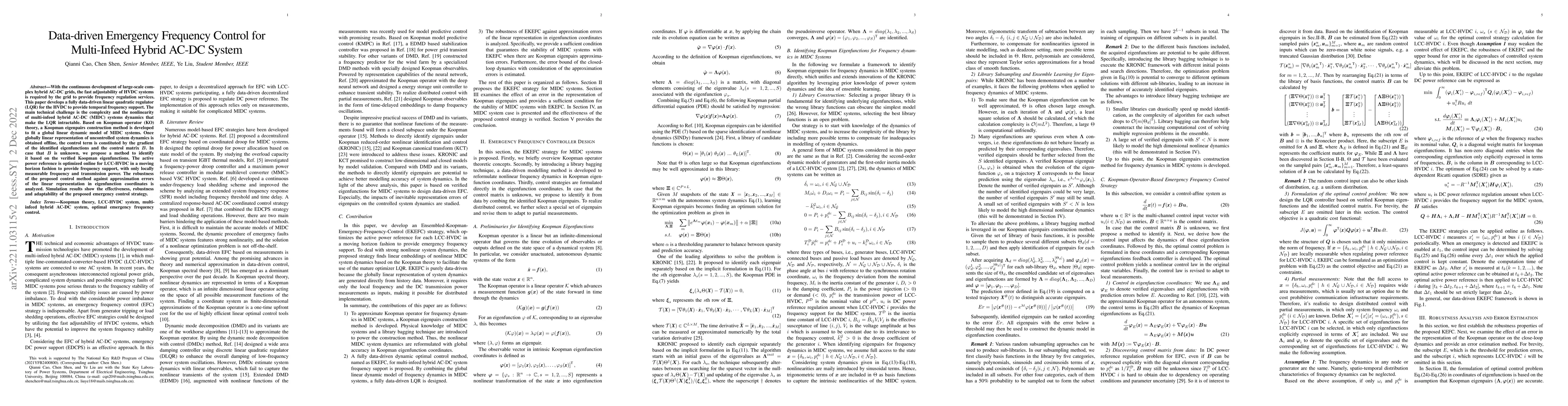 Thumbnail for Data-driven Emergency Frequency Control for Multi-Infeed Hybrid AC-DC
  System