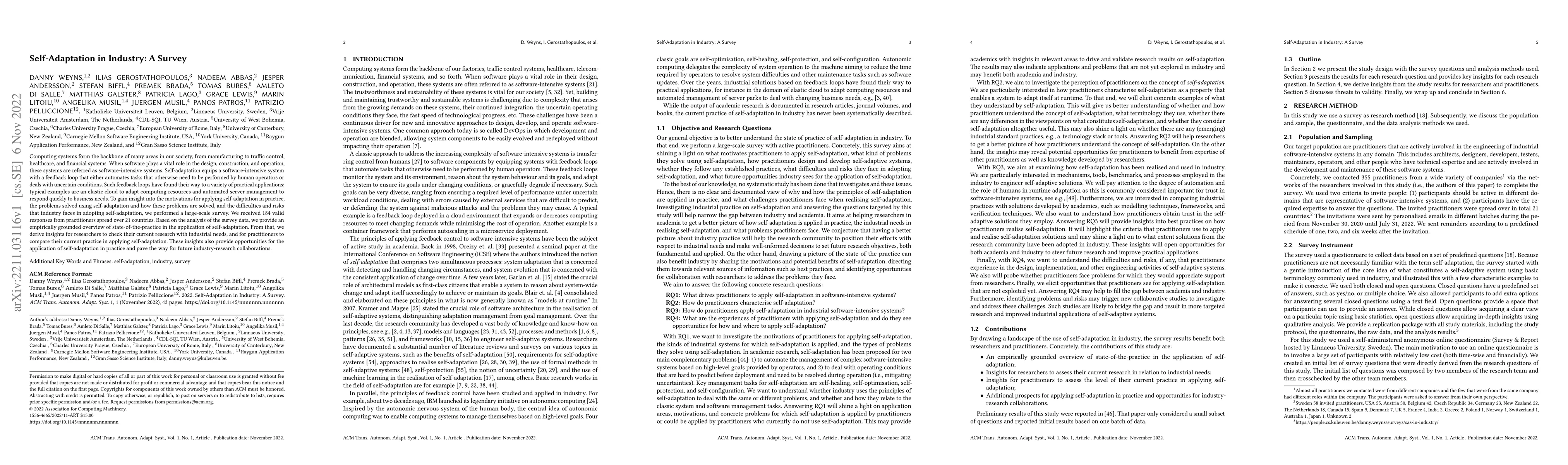 Thumbnail for Self-Adaptation in Industry: A Survey