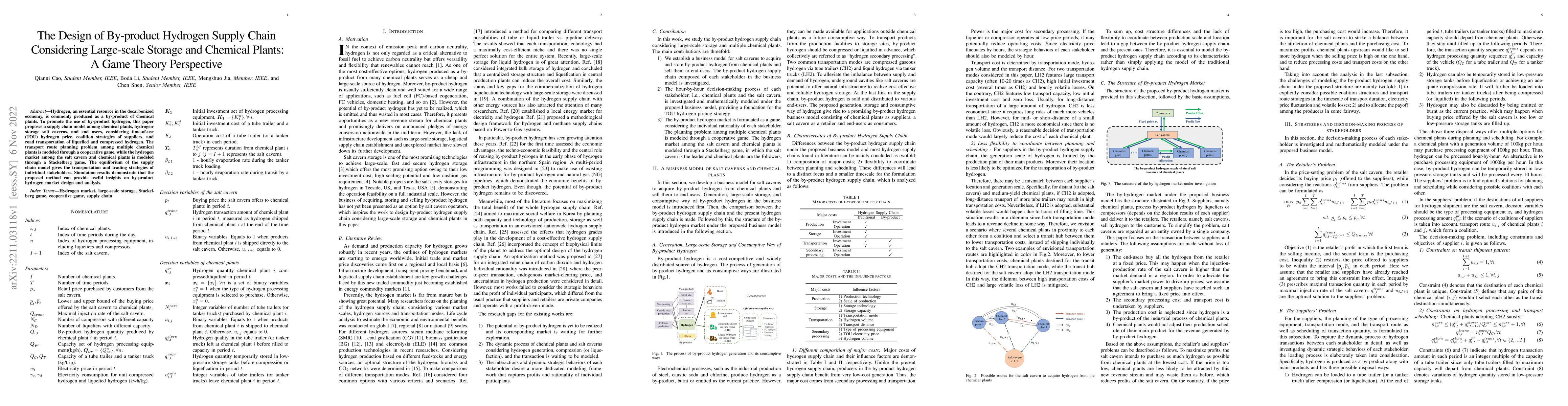 Thumbnail for The Design of By-product Hydrogen Supply Chain Considering Large-scale
  Storage and Chemical Plants: A Game Theory Perspective