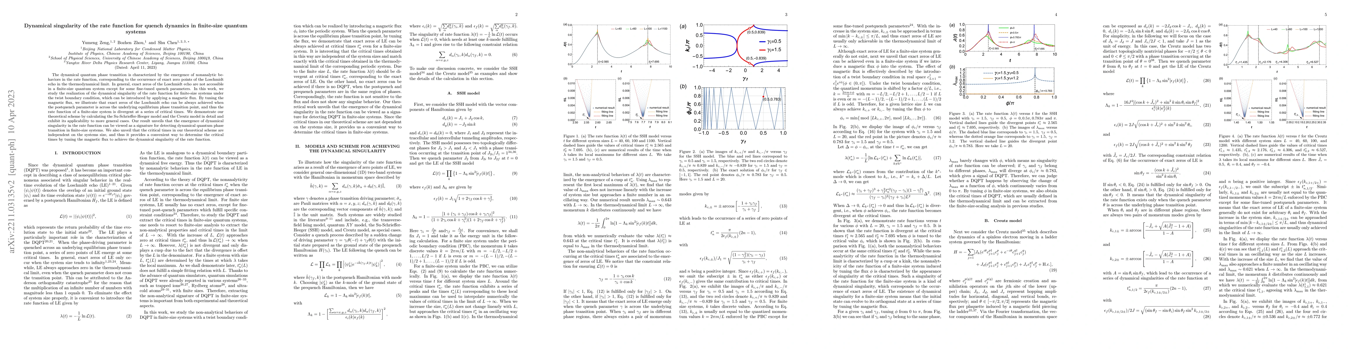 Thumbnail for Dynamical singularity of the rate function for quench dynamics in
  finite-size quantum systems