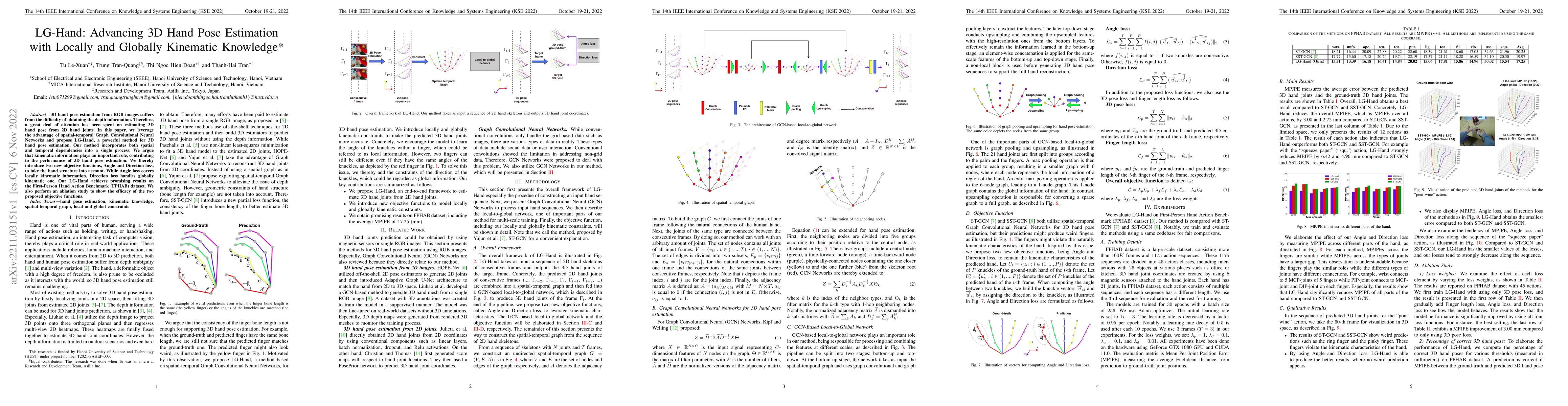 Thumbnail for LG-Hand: Advancing 3D Hand Pose Estimation with Locally and Globally
  Kinematic Knowledge