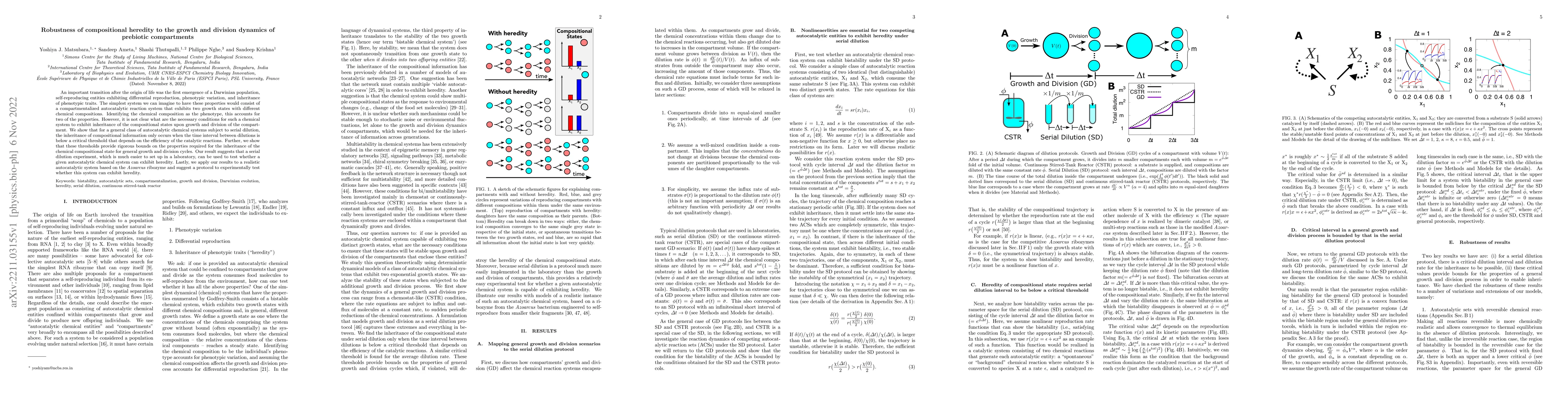 Thumbnail for Robustness of compositional heredity to the growth and division dynamics
  of prebiotic compartments