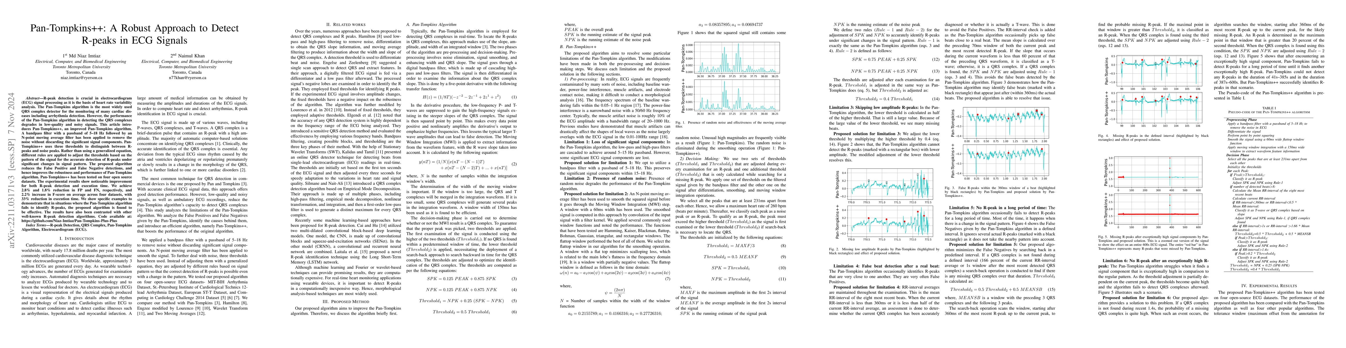 Thumbnail for Pan-Tompkins++: A Robust Approach to Detect R-peaks in ECG Signals