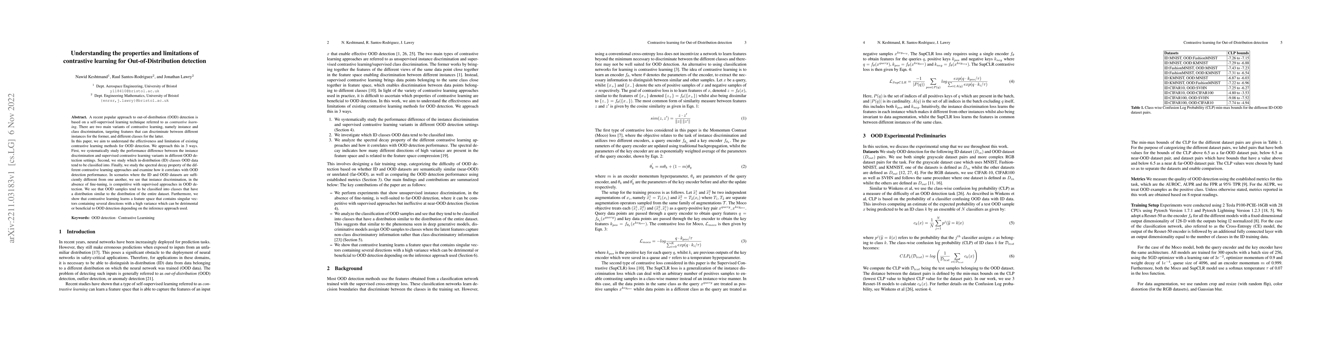 Thumbnail for Understanding the properties and limitations of contrastive learning for
  Out-of-Distribution detection