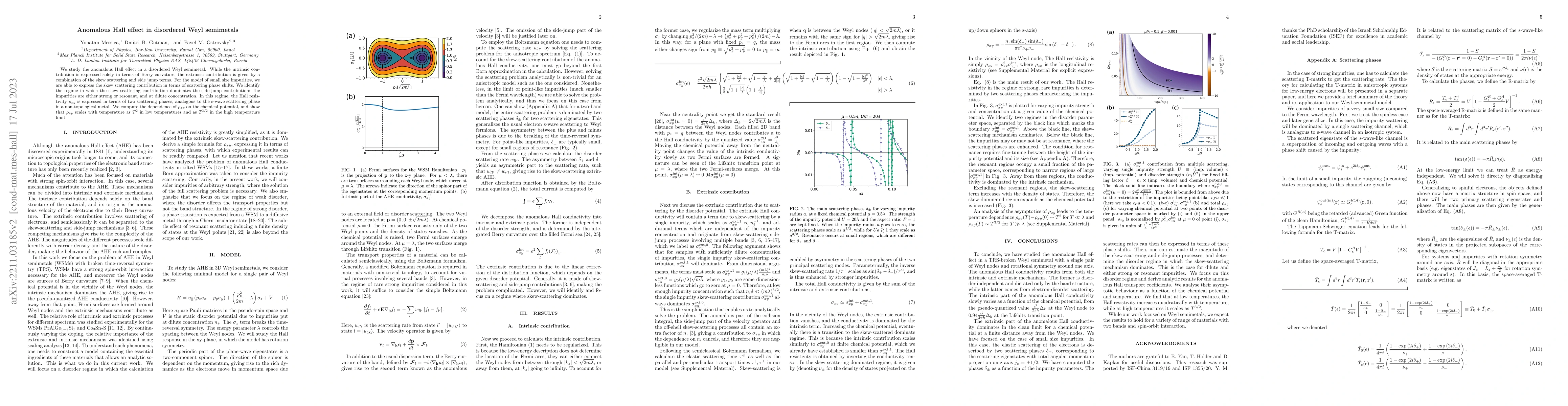 Thumbnail for Anomalous Hall effect in disordered Weyl semimetals