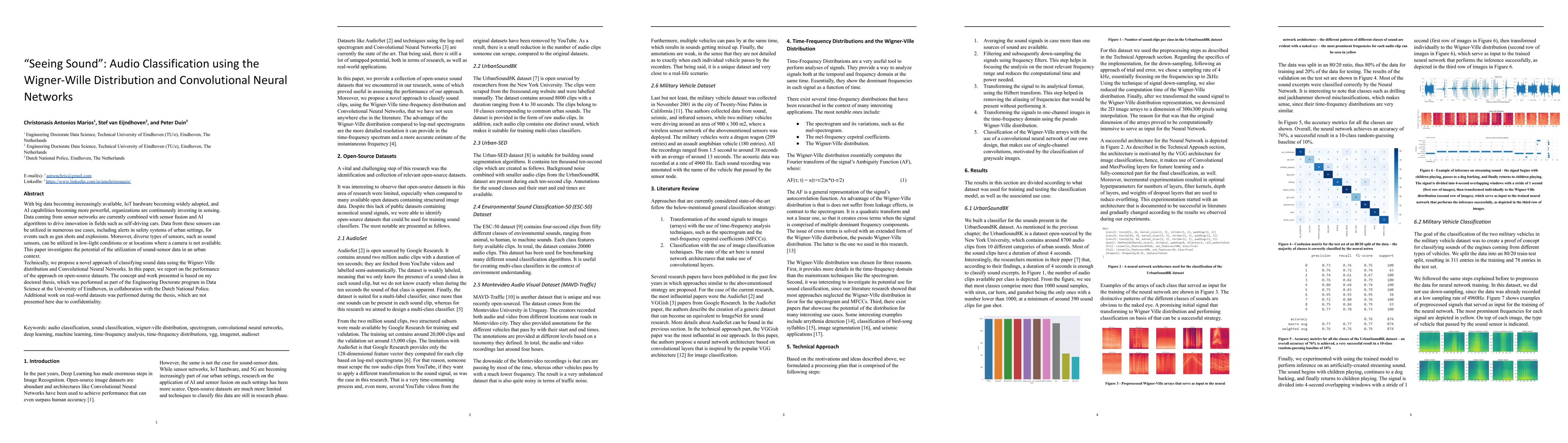 Thumbnail for "Seeing Sound": Audio Classification with the Wigner-Wille Distribution
  and Convolutional Neural Networks