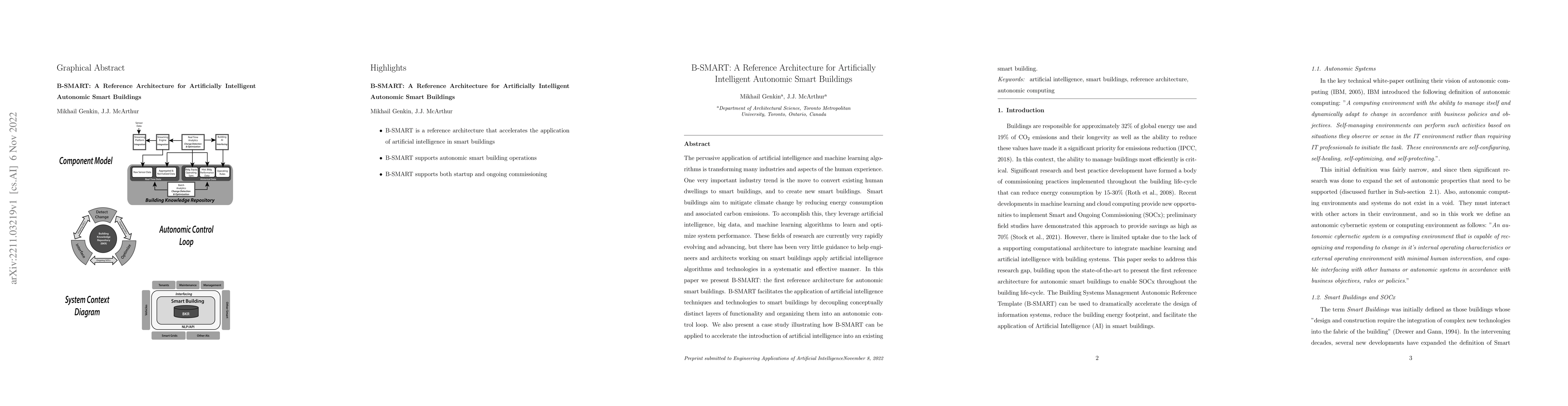 Thumbnail for B-SMART: A Reference Architecture for Artificially Intelligent Autonomic
  Smart Buildings